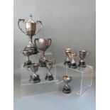 Nine various plated trophy cups,