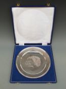 Royal commemorative hallmarked silver plate, diameter 23cm, 246g,