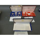 Three cased proof coin sets comprising Barbados,