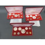Three cased proof coin sets all Commonwealth of the Bahamas