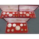 Three cased proof coin sets all Commonwealth of the Bahamas
