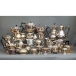 A large quantity of silver plated teaware including Viners