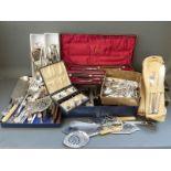 A large quantity of silver plated and other cutlery including Mappin & Webb,