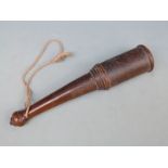 An early Victorian treen/turned wood truncheon or cudgel in elm or yew,
