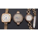 Three Rotary 9ct gold ladies wristwatches,