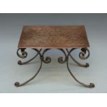 An Arts and Crafts wrought iron and copper trivet, possibly Birmingham Guild of Handicrafts,