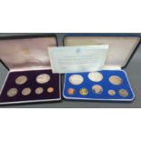 A cased First National Coinage of Barbados proof set together with a First National Coinage of The