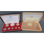 A cased Cook Island proof coin set together with a first coinage of Papua New Guinea proof set