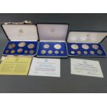 Three cased proof coin sets comprising The British Virgin Islands,