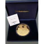 Westminster oversize silver gold plated coin commemorating Henry VIII Tudor Age,