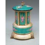 A Swiss musical box / automaton with revolving action and swivel out compartments, plays Edelweiss,