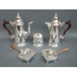 Two silver plated Georgian style coffee and hot water pots,
