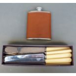 Liberty hip flask and a quantity of plated cutlery and knives
