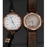 Two 9ct gold ladies wristwatches both with Breguet hands, Arabic numerals and bevelled cases,