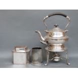 Silver plated spirit kettle,