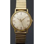 Valex gold plated gentleman's wristwatch with gold and luminous hands, Arabic numerals,