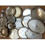 A quantity of silver plated serving dishes,