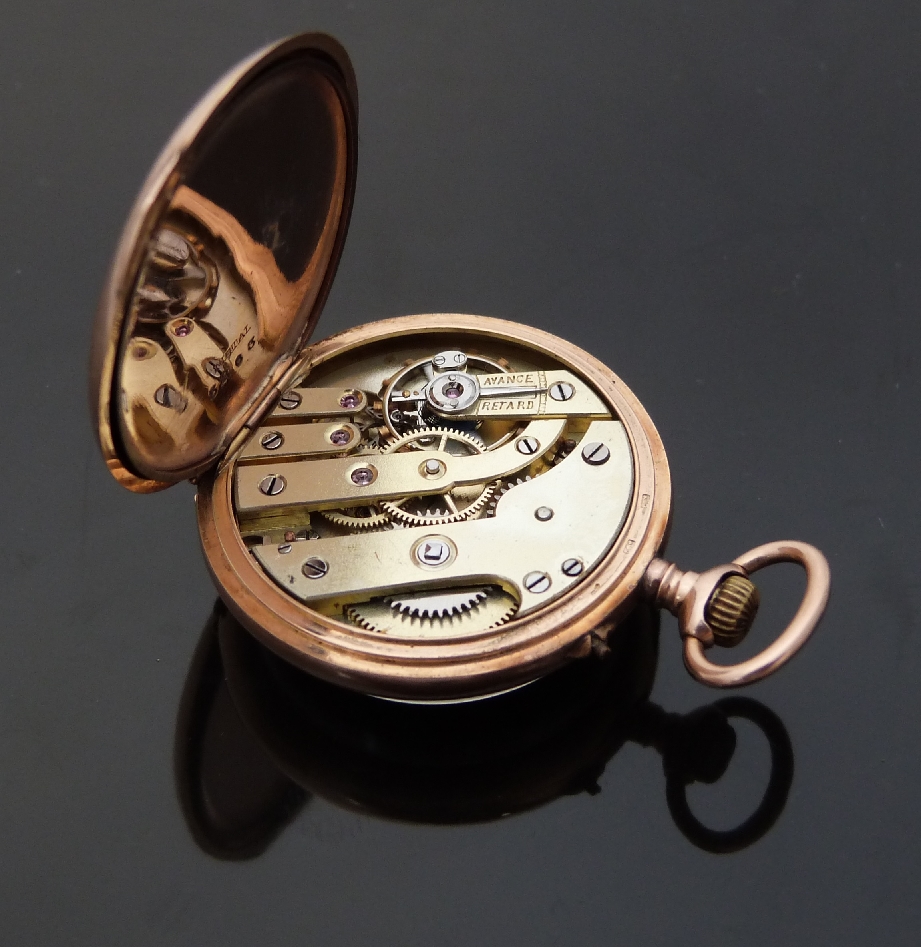 Gebr Haas of Arnhem 14ct gold keyless winding open faced pocket watch ...