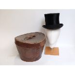 Lincoln Bennett silk top hat in vintage leather case initialled HB