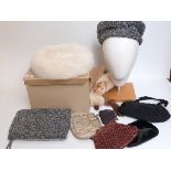 Graham Smith Style at Kangol Astrakhan hat and muff, vintage ladies Revillon fur hat in box,