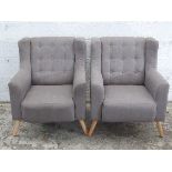 Pair of contemporary button-back armchairs