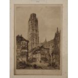 Carl Winter etching Rouen cathedral,