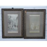 A pair of silk embroidered continental pictures,