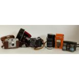 A quantity of cameras including Agfa Silette, Praktica PL Noval,