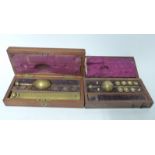 Two cased hydrometers,