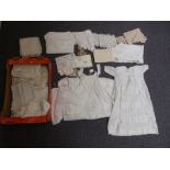 Late 19th/20th century broderie anglaise and lace christening gowns, one with petticoat,