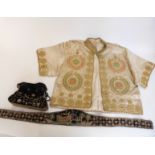 A Chinese or similar bolero jacket with gold thread embroidered decoration,