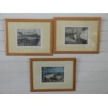 Charlotte Harvey three signed limited edition etchings of boats, all from an edition of 100,