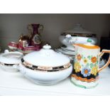 A quantity of dinnerware etc to include Lawley's and Limoges together with an Art Deco Wade jug