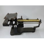 Cased county standard or similar scales and a set of cantilever scales with sliding weight