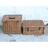 Two wicker picnic baskets