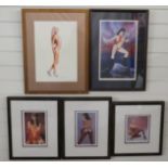 Five various erotic / nude limited edition prints including Corfield and Olga Ermolova,