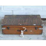 Metal bound travelling case or carpenter's chest,