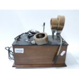 French crystal radio in wooden case, the terminals marked in French,