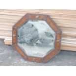 Octagonal oak framed bevelled mirror