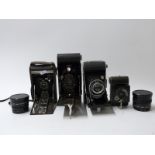 Quantity of collectable cameras including Kodak and Ensign folding examples, Mamiya 16,