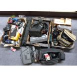 A large quantity of cameras including Canon, Olympus Trip 135, Ricoh 500 RF, Fujica 350 zoom,
