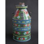 Bargeware painted water churn with top,