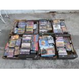 Eight trays of VHS with some Beta video tapes classic heavy rock and film titles to include Saxon,