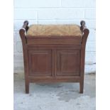 A 19thC walnut pianola or organ stool
