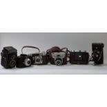 Rolleicord TLR camera and various further folding and other collectable cameras including Zeiss and