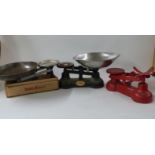 Three sets of kitchen scales comprising two Salter and one Lock's