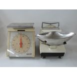 Four various sets of scales including Salters model 184 with parcel rates shown,
