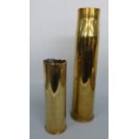 Two brass artillery shell cases