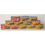 Twelve Matchbox Rola-matics 1-75 series diecast model vehicles 10, 16, 20, 28, 35, 39, 47, 57, 67,