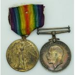 WWI medal pair comprising 1914-18 War Medal and Victory Medal awarded to 104027 2.A.M. G.H.